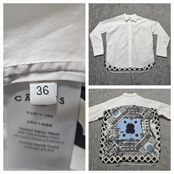 Callas Sirene Milano Shirt Women's‎ White Sz. 0 Italy 36 - Picture 1 of 16